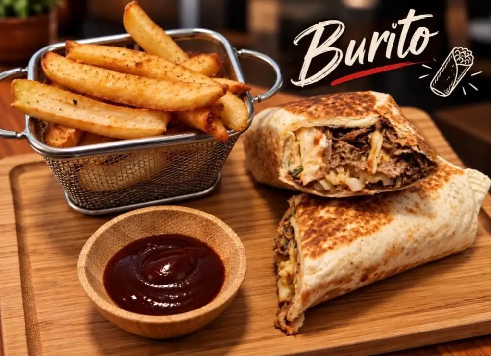 Burito sa junetinom i coleslaw salatom